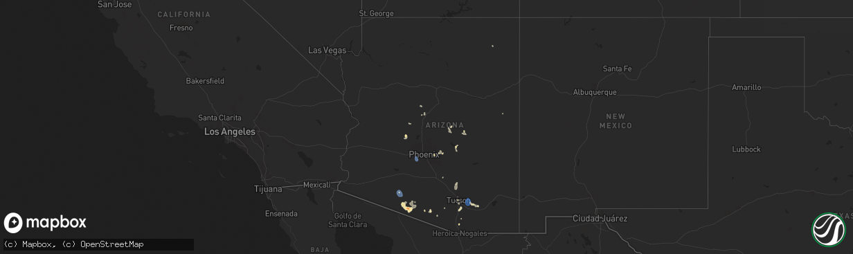 Hail map in Arizona on July 25, 2024