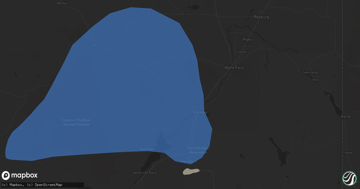Hail map in Blackfoot, ID on July 25, 2024