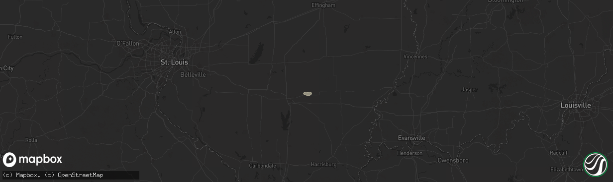 Hail map in Bluford, IL on July 25, 2024