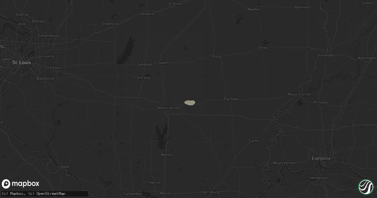 Hail map in Bluford, IL on July 25, 2024