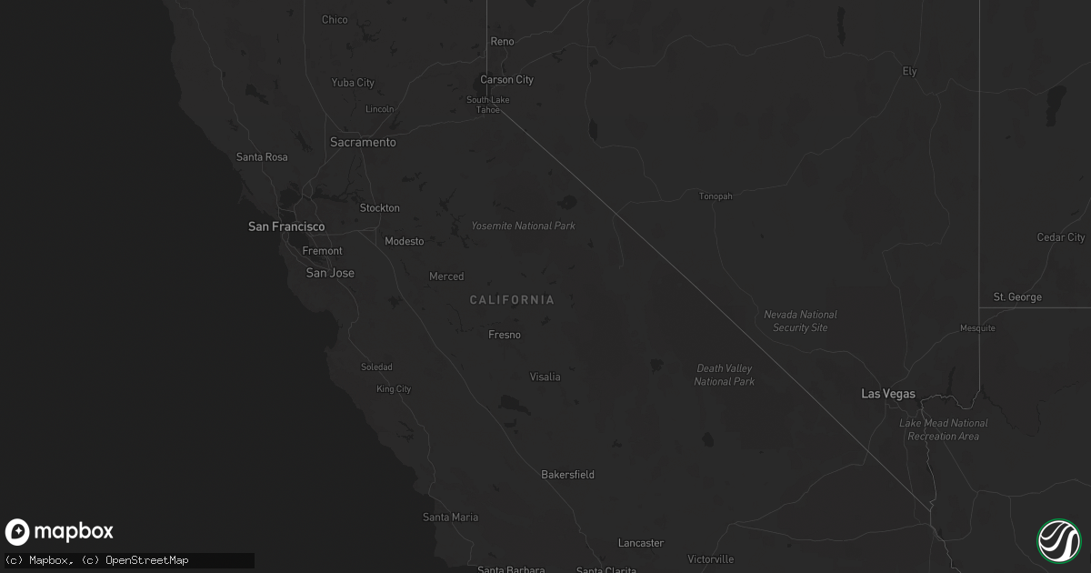 Hail map in California on July 25, 2024
