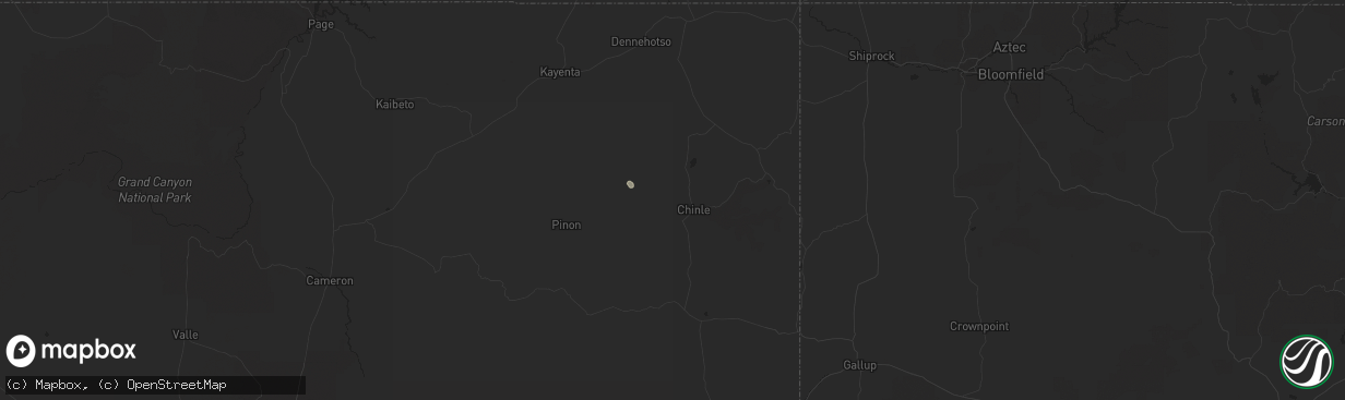 Hail map in Chinle, AZ on July 25, 2024