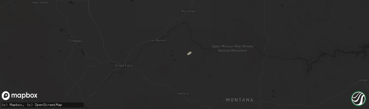 Hail map in Geraldine, MT on July 25, 2024