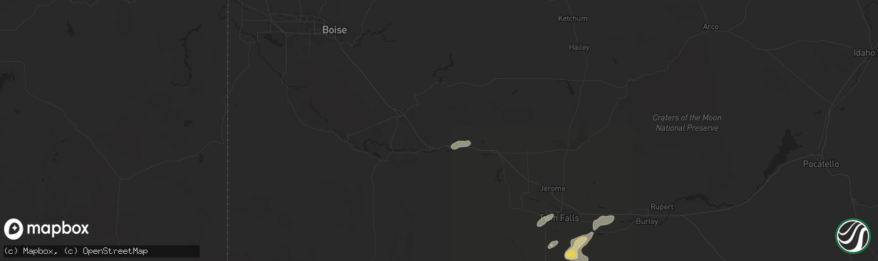 Hail map in Glenns Ferry, ID on July 25, 2024