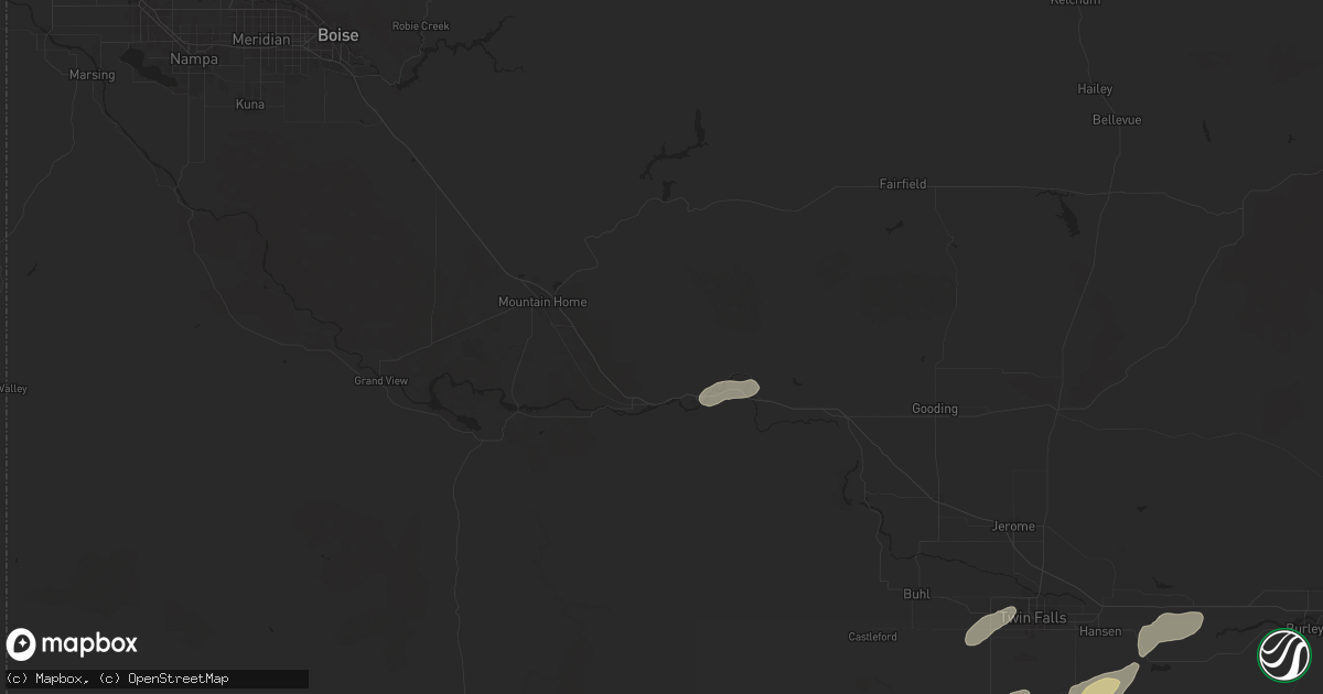 Hail map in Glenns Ferry, ID on July 25, 2024