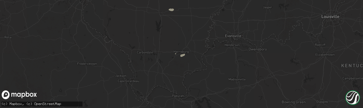 Hail map in Harrisburg, IL on July 25, 2024