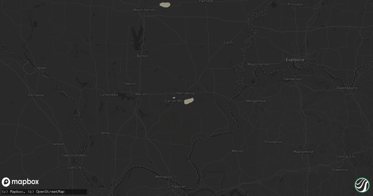 Hail map in Harrisburg, IL on July 25, 2024