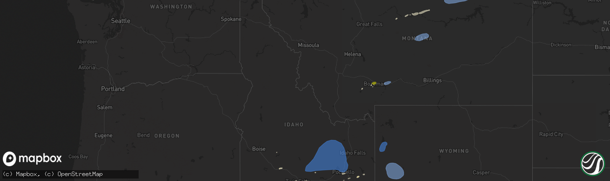 Hail map in Idaho on July 25, 2024