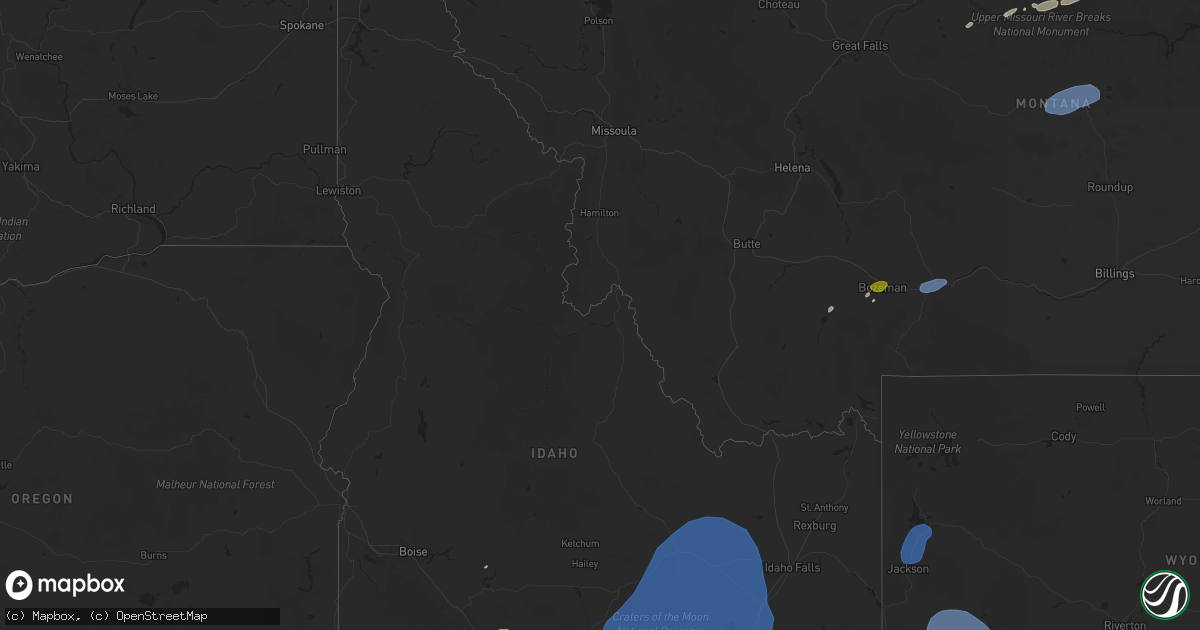 Hail map in Idaho on July 25, 2024