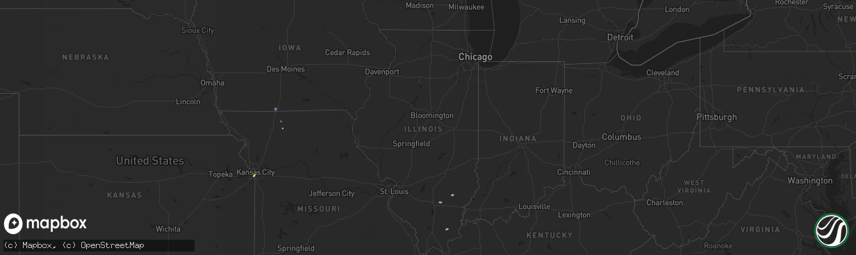 Hail map in Illinois on July 25, 2024