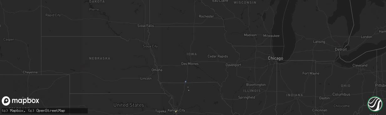 Hail map in Iowa on July 25, 2024