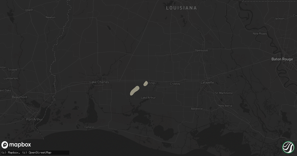 Hail map in Jennings, LA on July 25, 2024