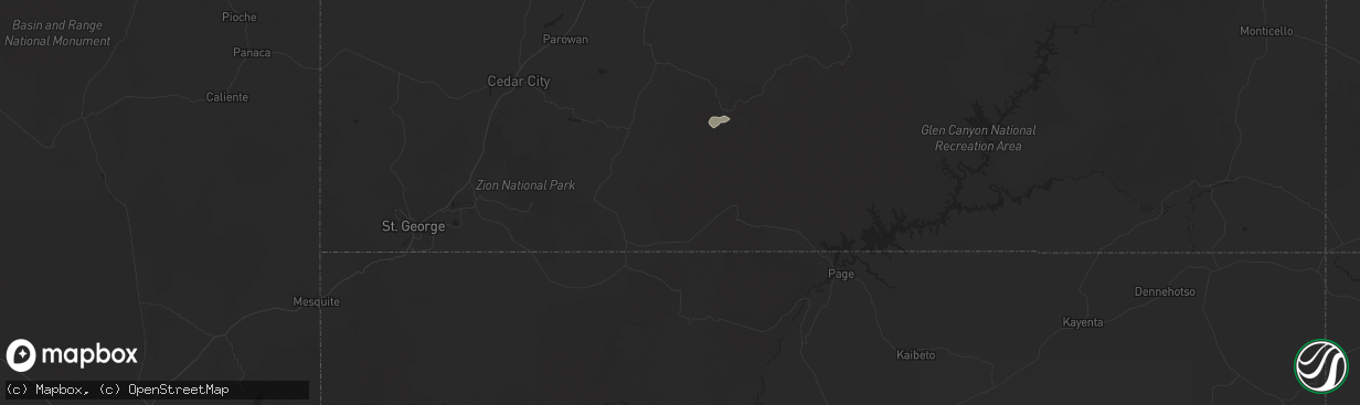 Hail map in Kanab, UT on July 25, 2024