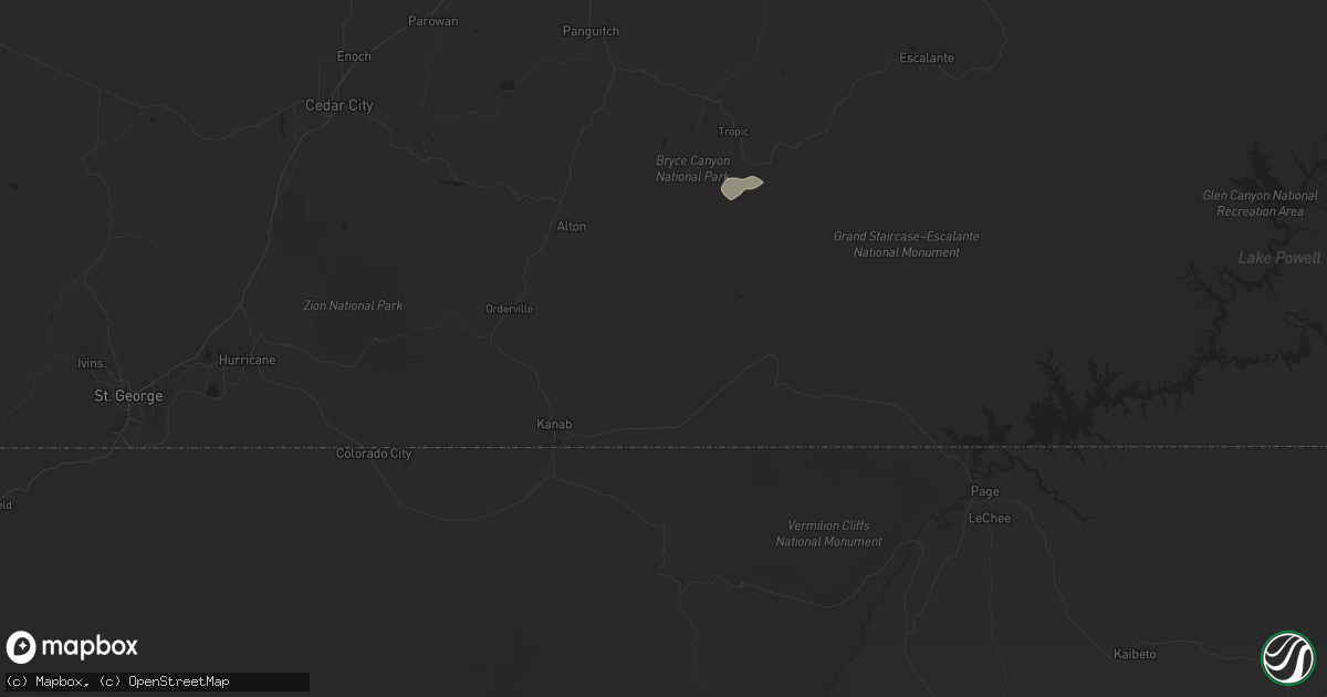 Hail map in Kanab, UT on July 25, 2024