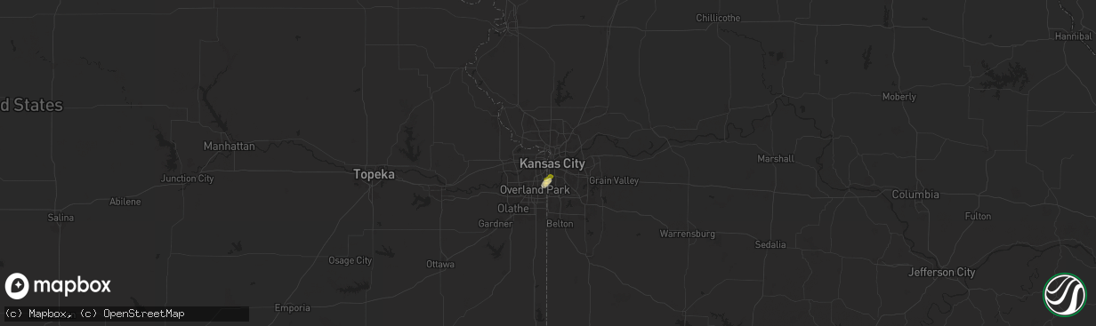 Hail map in Kansas City, MO on July 25, 2024