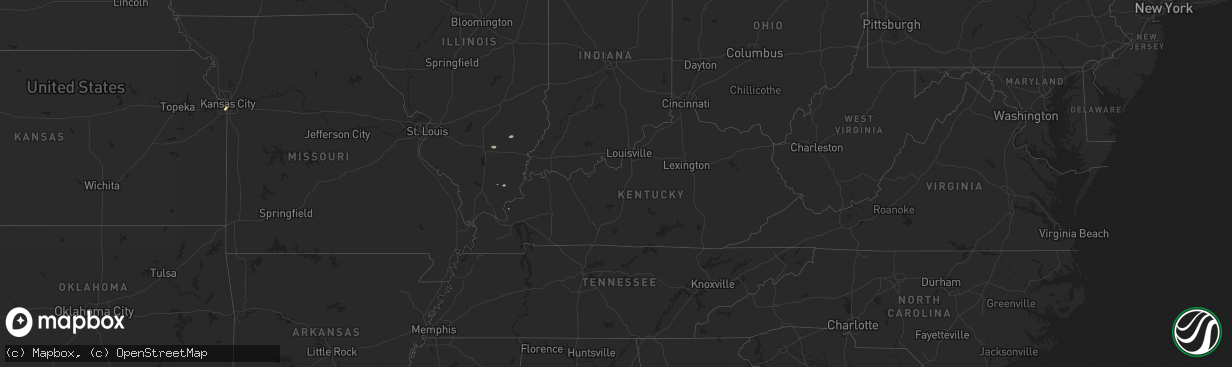 Hail map in Kentucky on July 25, 2024