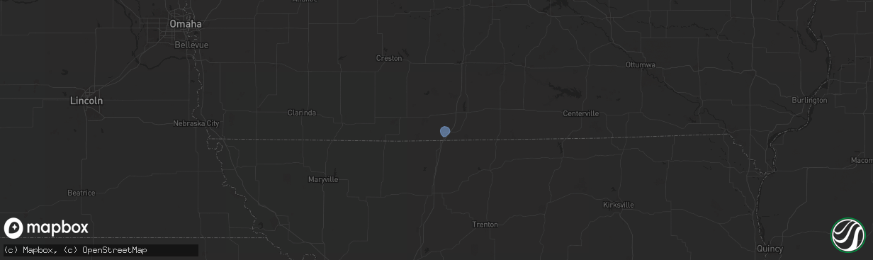 Hail map in Lamoni, IA on July 25, 2024