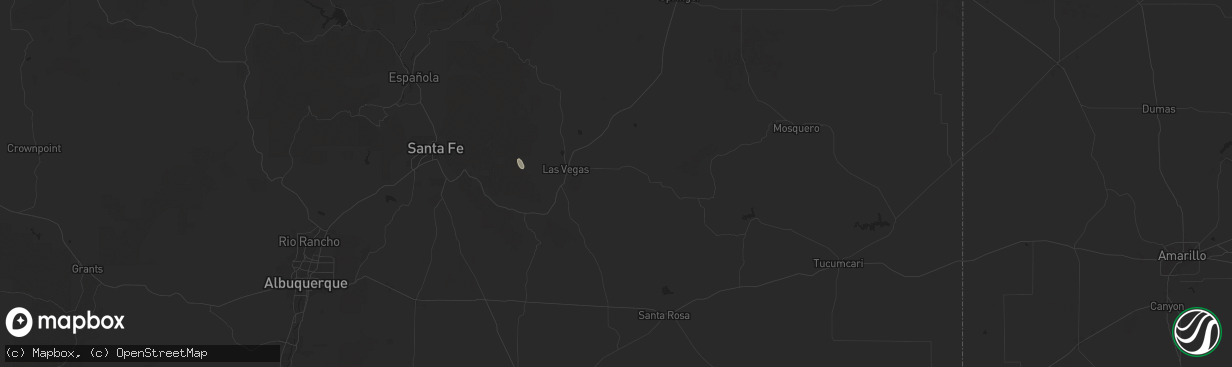 Hail map in Las Vegas, NM on July 25, 2024