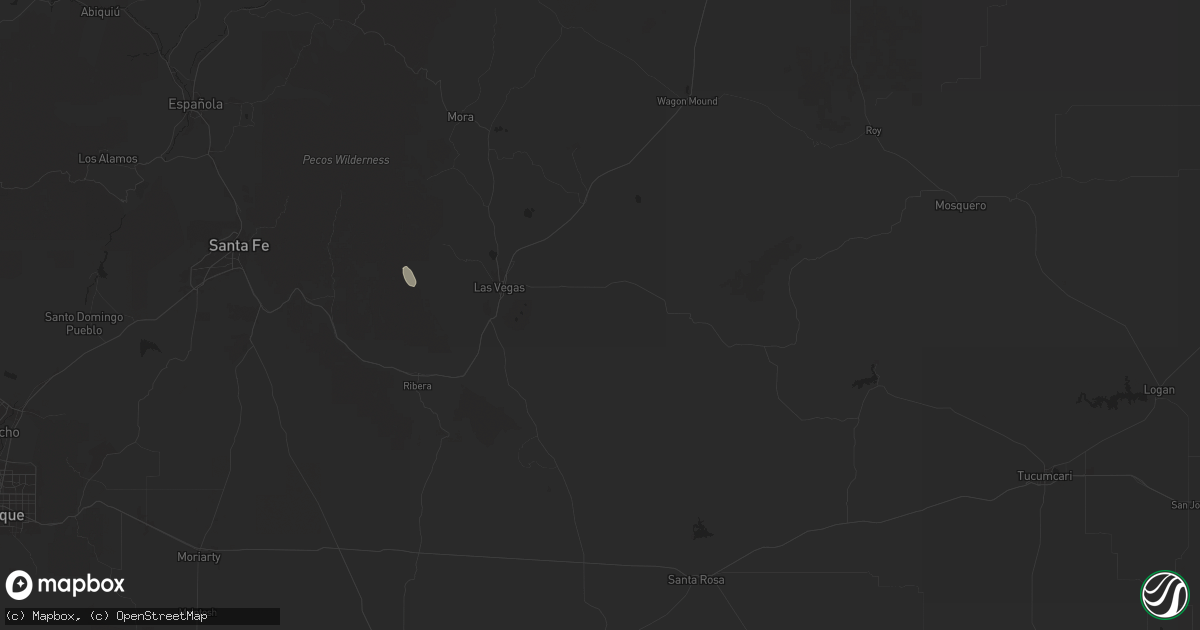 Hail map in Las Vegas, NM on July 25, 2024