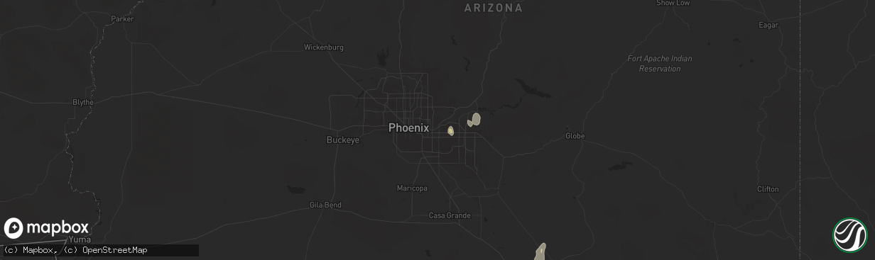 Hail map in Mesa, AZ on July 25, 2024