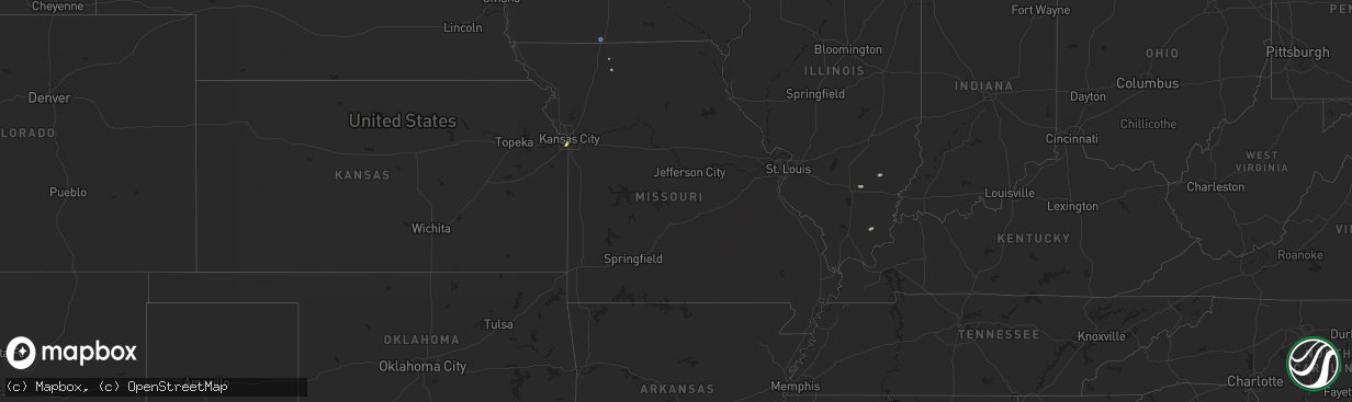 Hail map in Missouri on July 25, 2024