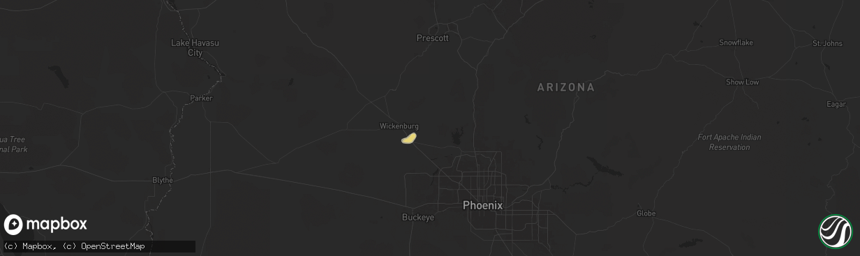 Hail map in Morristown, AZ on July 25, 2024