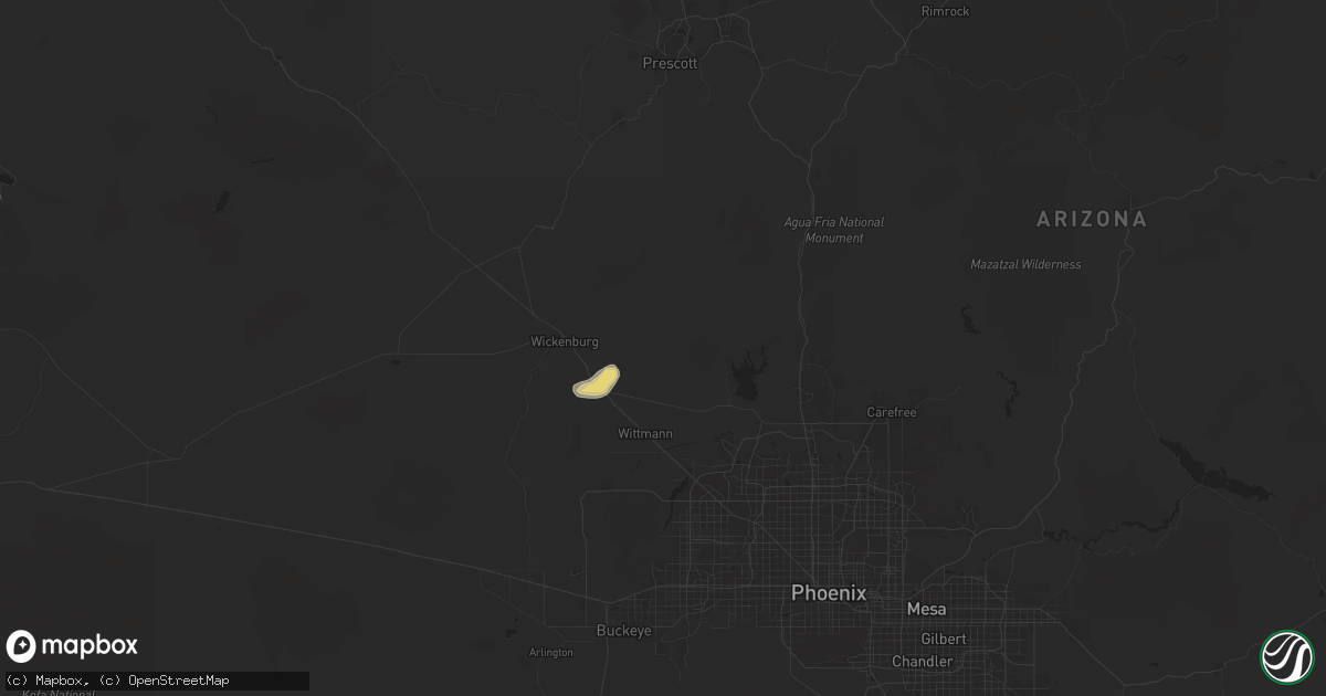 Hail map in Morristown, AZ on July 25, 2024