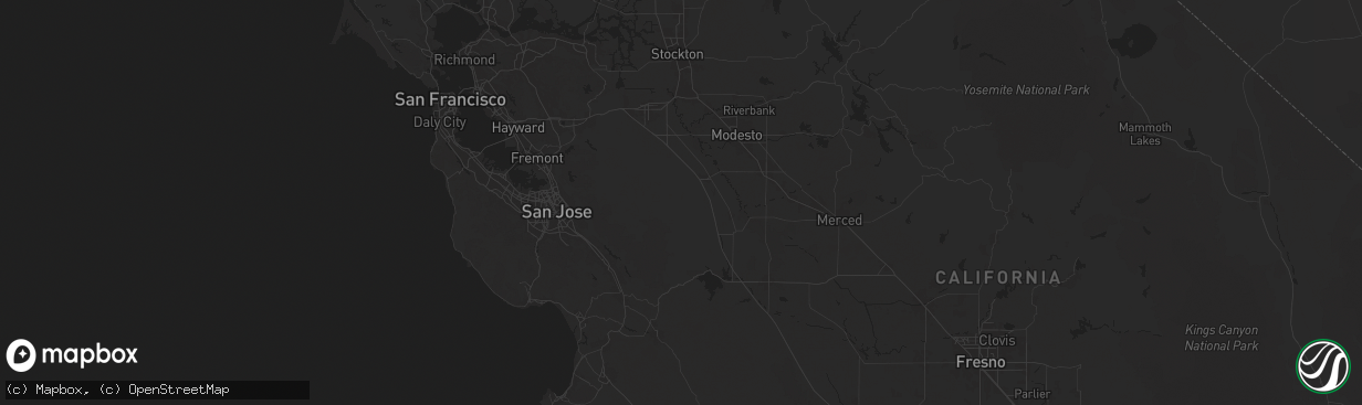 Hail map in Patterson, CA on July 25, 2024