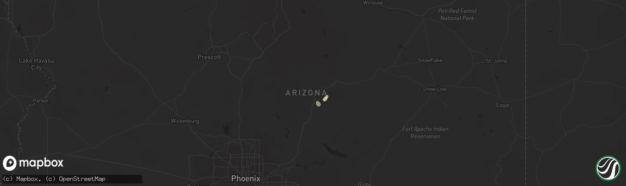 Hail map in Payson, AZ on July 25, 2024