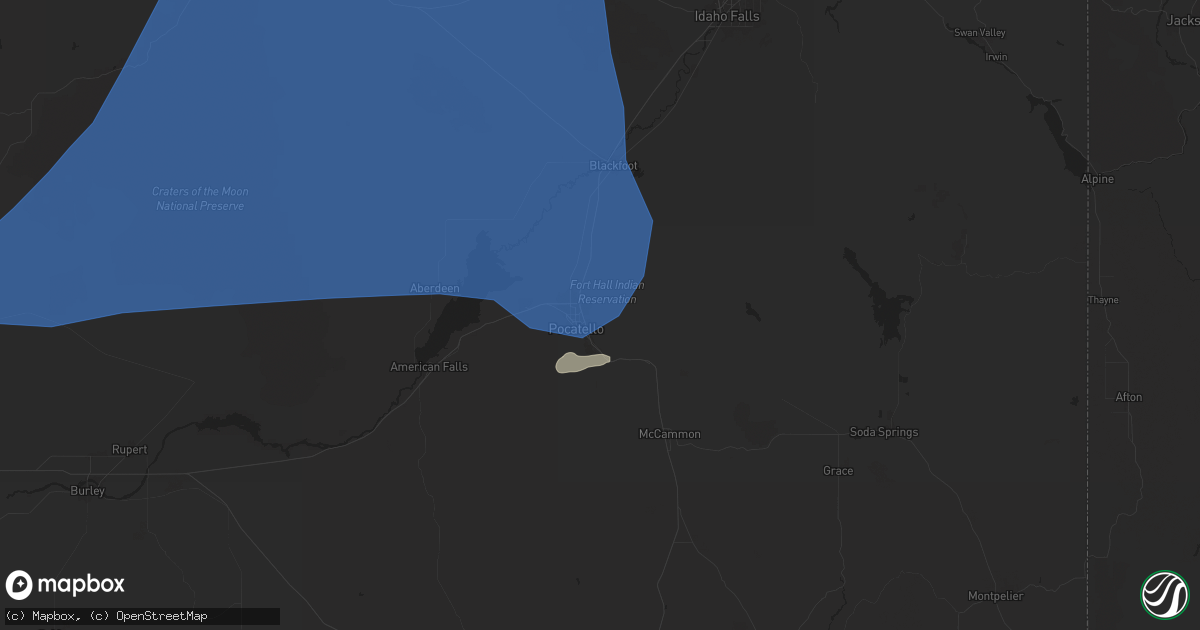 Hail map in Pocatello, ID on July 25, 2024
