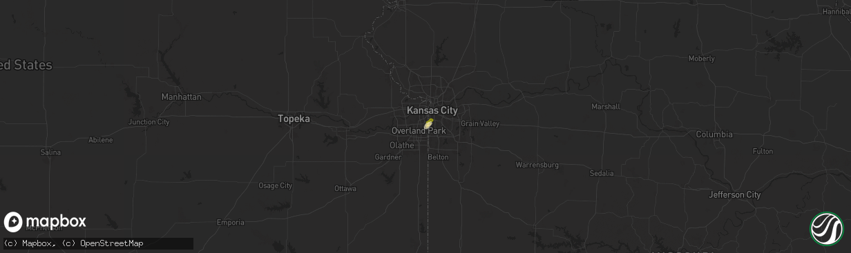 Hail map in Prairie Village, KS on July 25, 2024