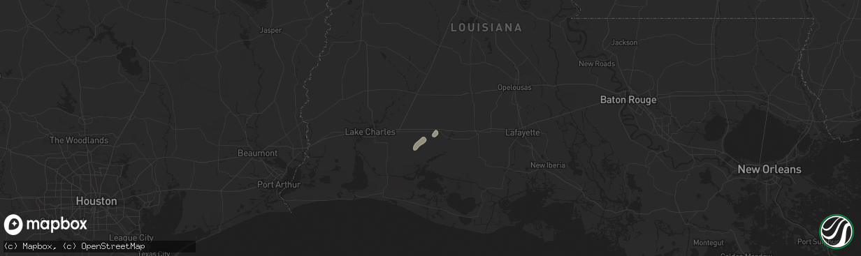 Hail map in Roanoke, LA on July 25, 2024