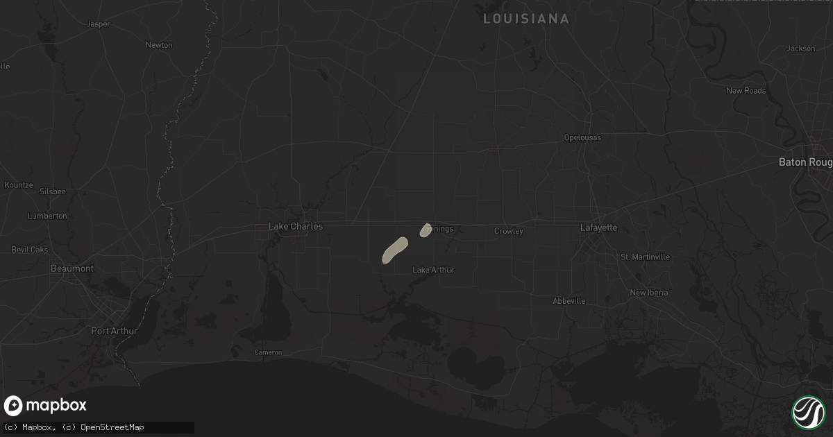 Hail map in Roanoke, LA on July 25, 2024