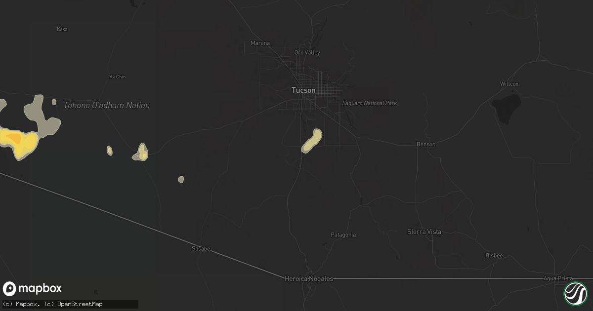 Hail map in Sahuarita, AZ on July 25, 2024