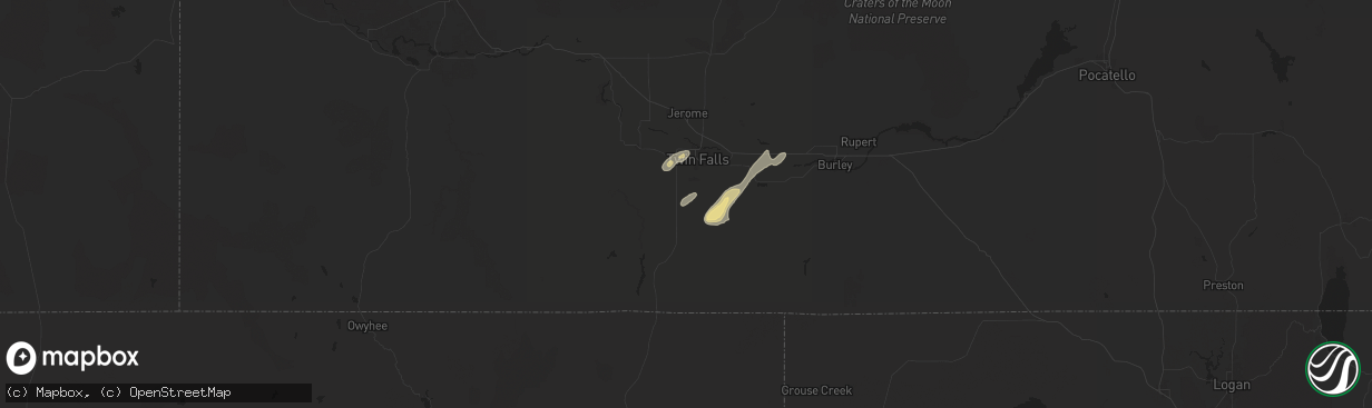 Hail map in Twin Falls, ID on July 25, 2024