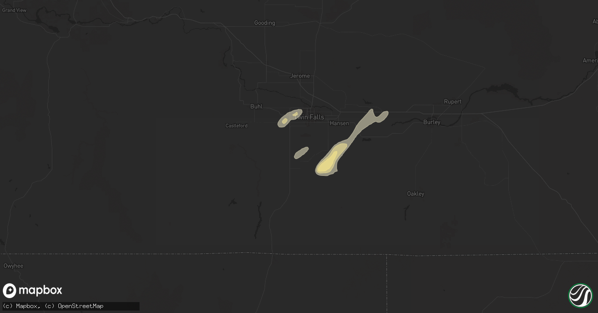 Hail map in Twin Falls, ID on July 25, 2024