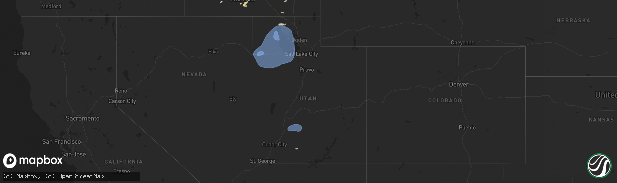 Hail map in Utah on July 25, 2024