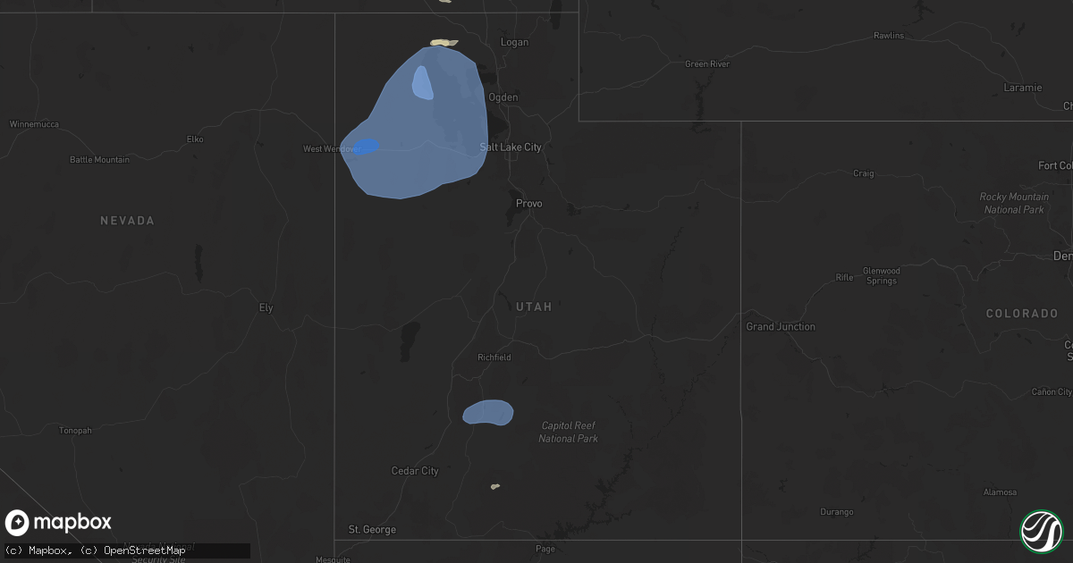 Hail map in Utah on July 25, 2024