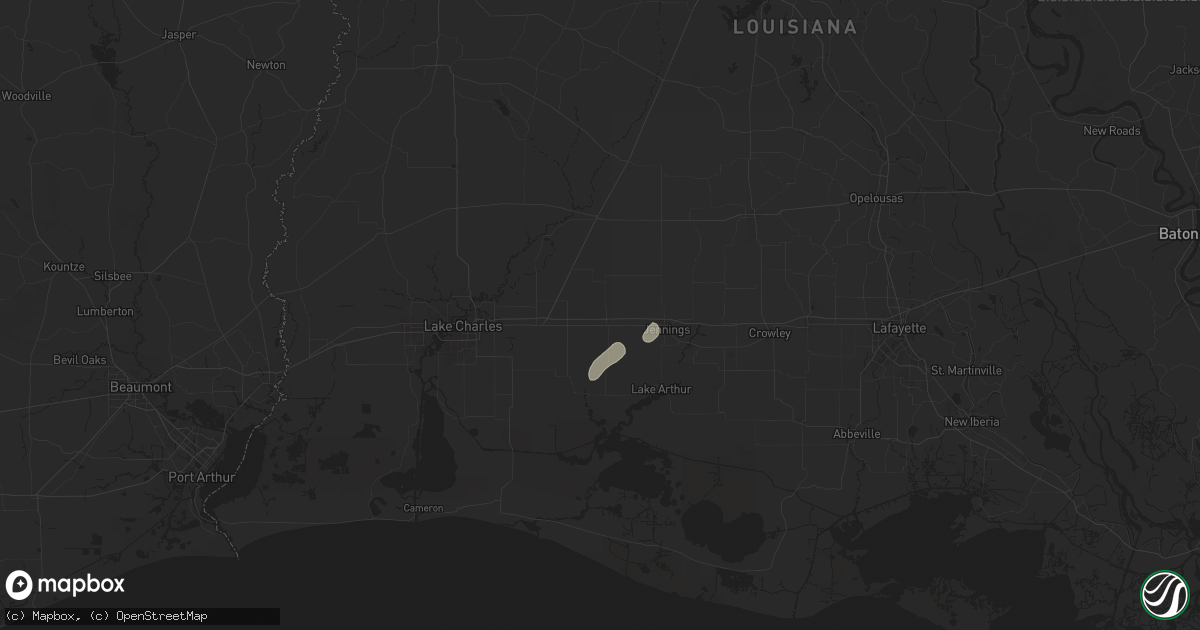 Hail map in Welsh, LA on July 25, 2024