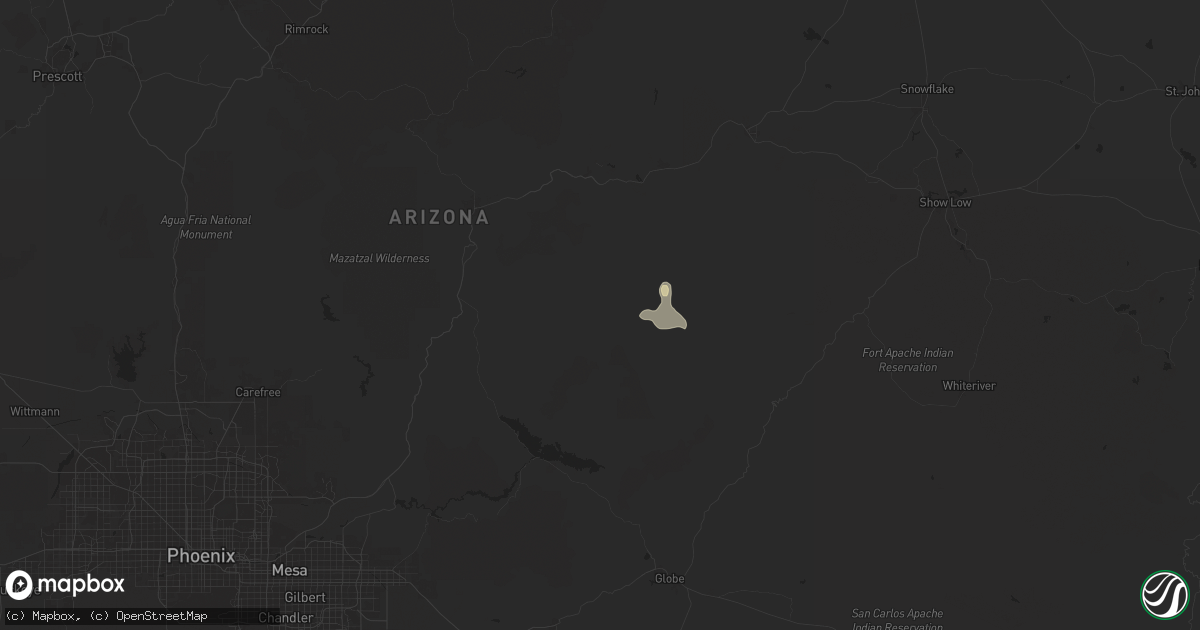 Hail map in Young, AZ on July 25, 2024