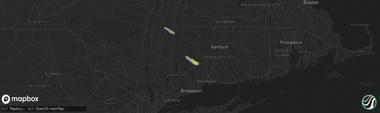 Hail map in Bethlehem, CT on July 25, 2025