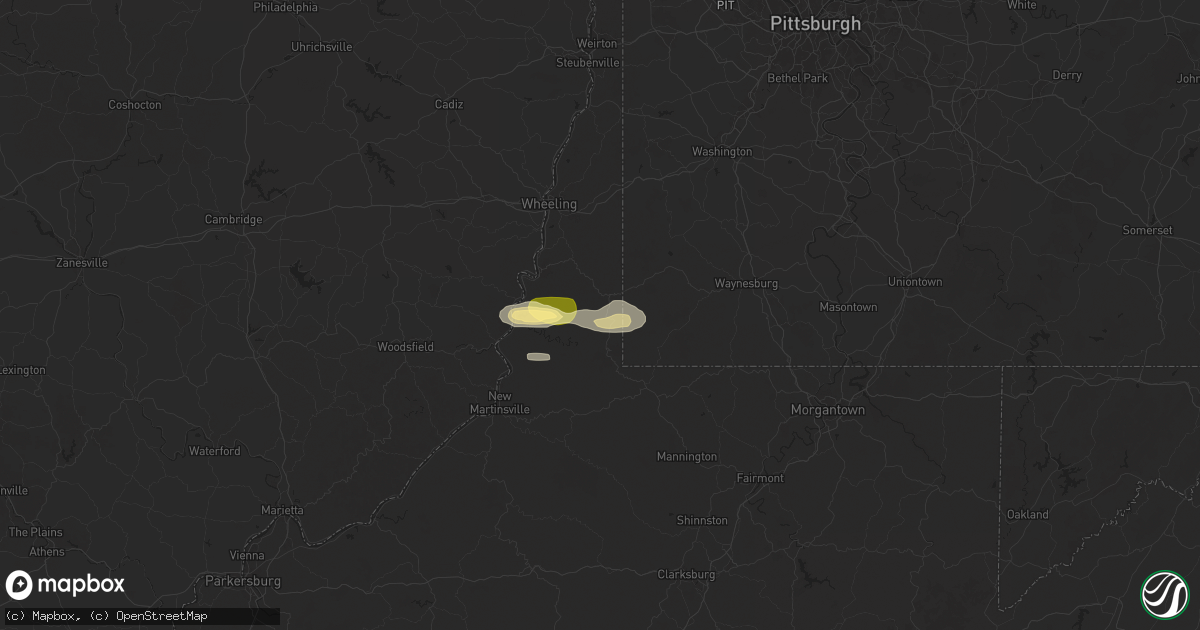 Hail map in Cameron, WV on July 25, 2025