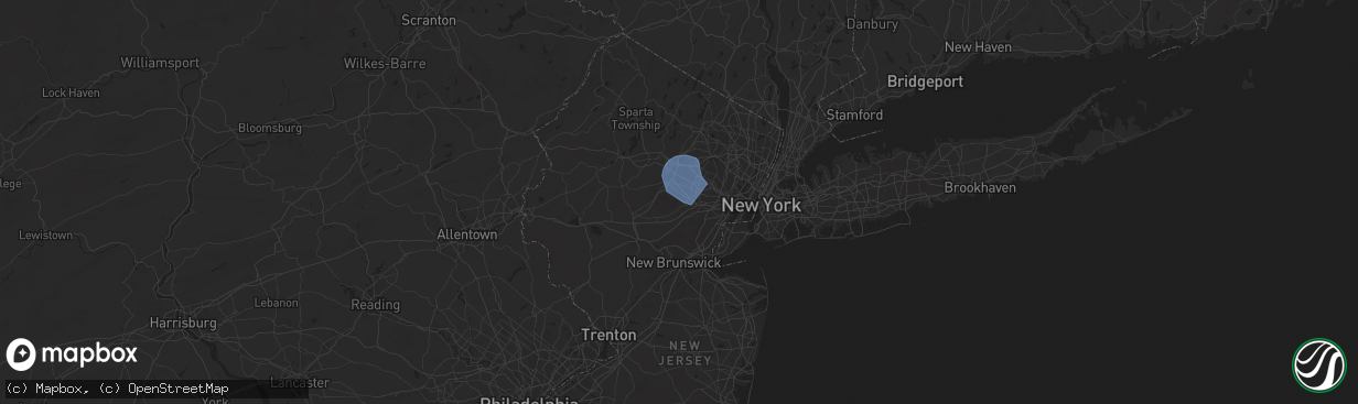 Hail map in Chatham, NJ on July 25, 2025