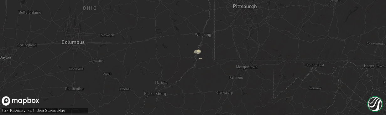 Hail map in Clarington, OH on July 25, 2025