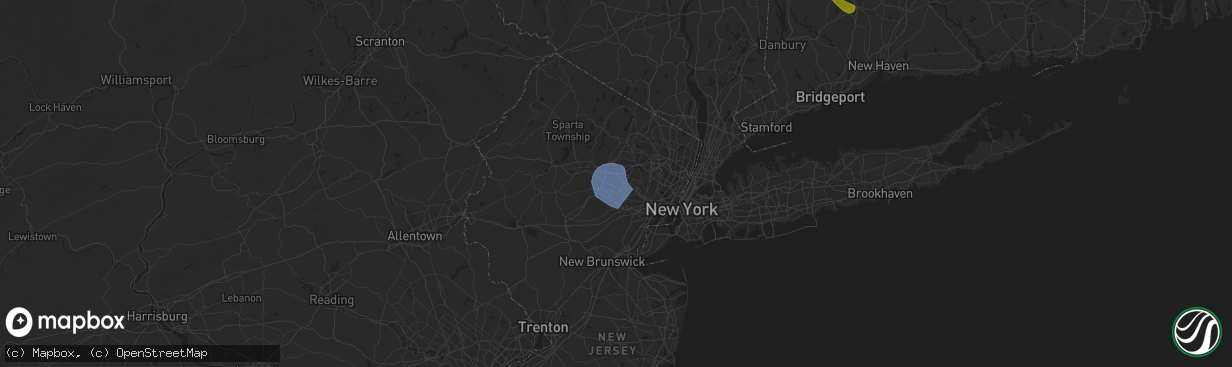 Hail map in East Hanover, NJ on July 25, 2025