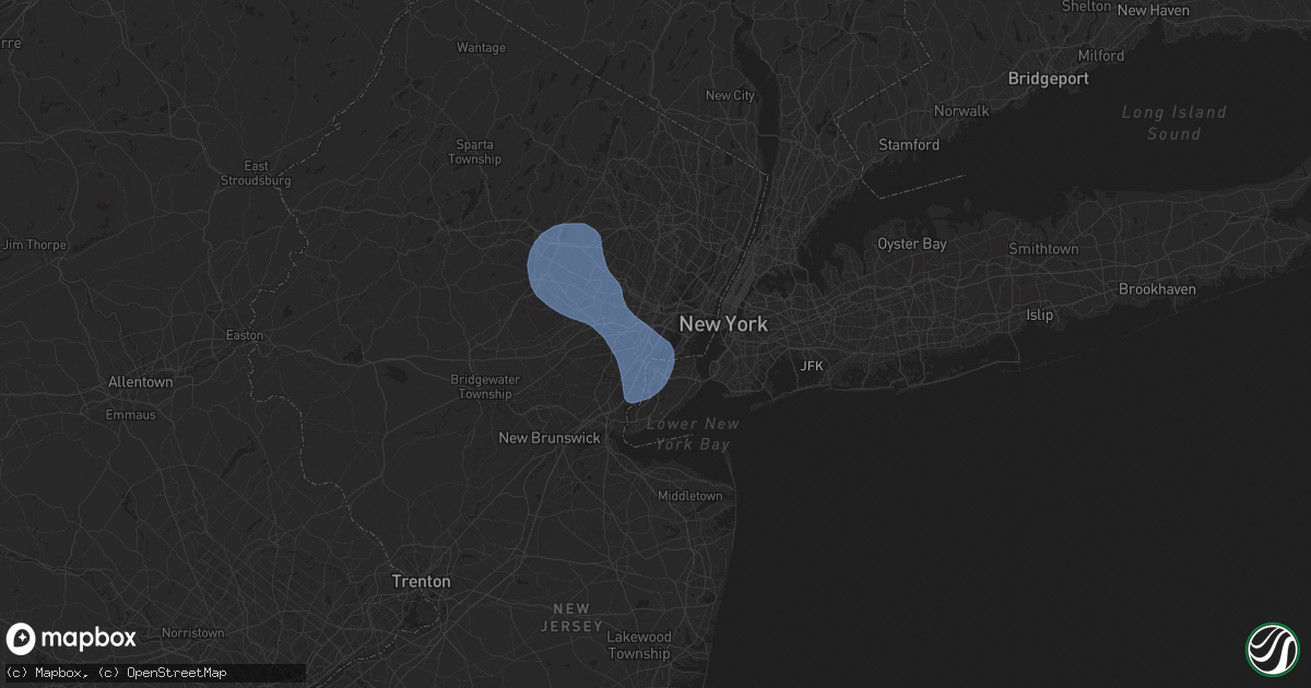 Hail map in Elizabeth, NJ on July 25, 2025