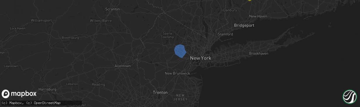 Hail map in Florham Park, NJ on July 25, 2025