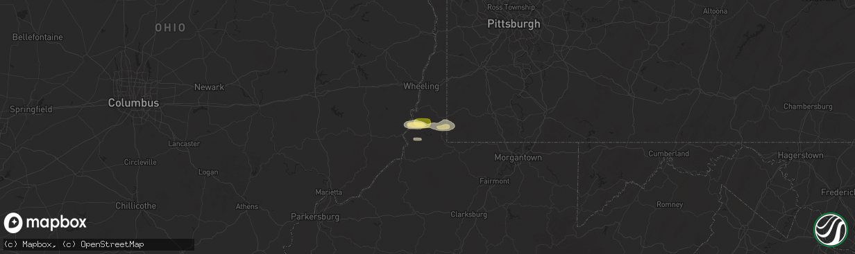 Hail map in Glen Easton, WV on July 25, 2025