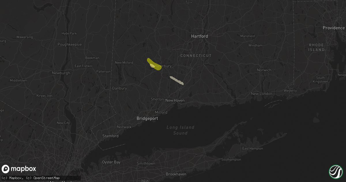 Hail map in Hamden, CT on July 25, 2025