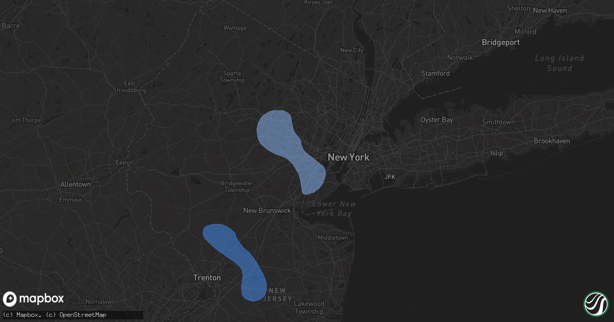 Hail map in Hillside, NJ on July 25, 2025